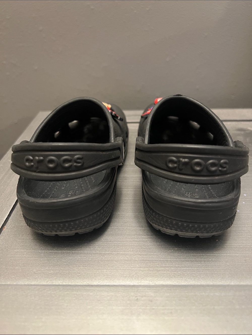 Crocs Classic Clog, toddler size 9c. Black with charms - Picture 4 of 8